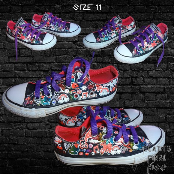 Converse skull cupcakes MLP kitty rainbow punk cat music notes crossbones pony - Picture 1 of 12
